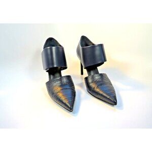 VINCE. Capri Blue Leather Heels Pointy Toe Wide Straps Women's Stilettos Sz 8.5